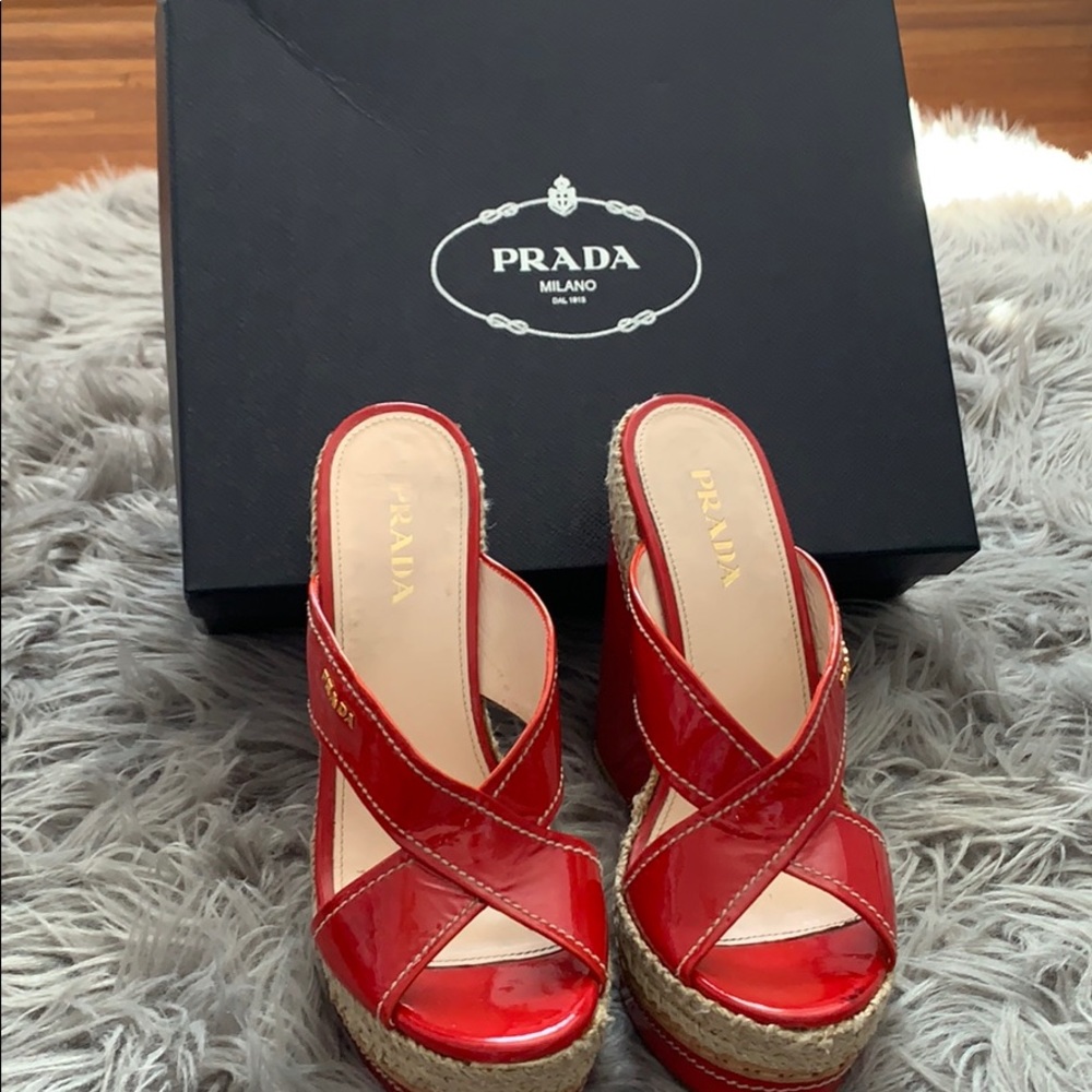 Prada Patent Wedge